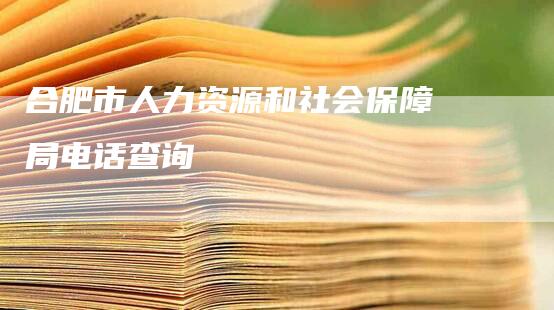 合肥市人力资源和社会保障局电话查询