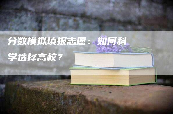 分数模拟填报志愿：如何科学选择高校？