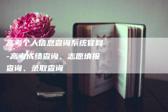 高考个人信息查询系统官网-高考成绩查询、志愿填报查询、录取查询