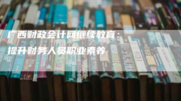 广西财政会计网继续教育：提升财务人员职业素养