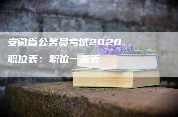 安徽省公务员考试2020职位表：职位一览表